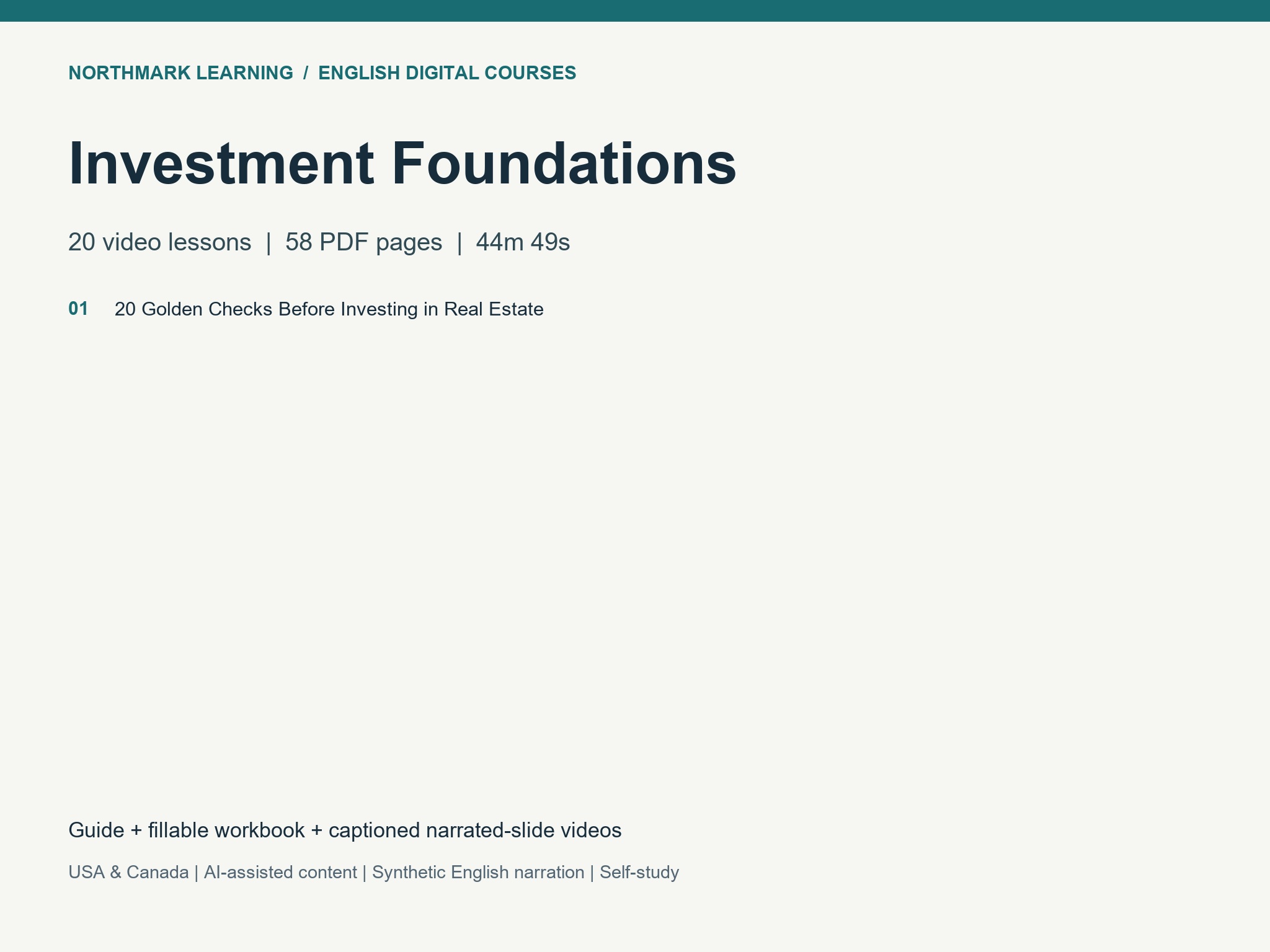 Investment Foundations course package: contents and formats