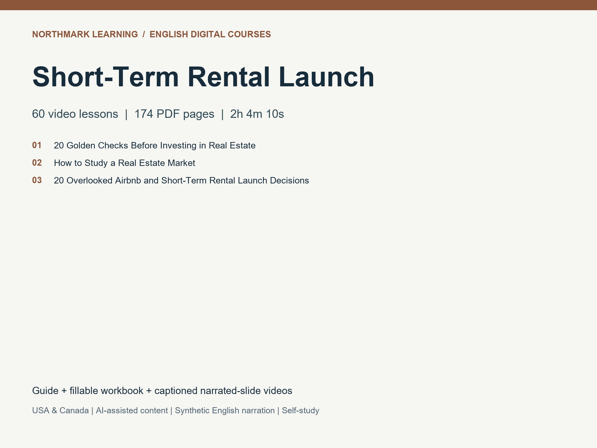 Short-Term Rental Launch course package: contents and formats