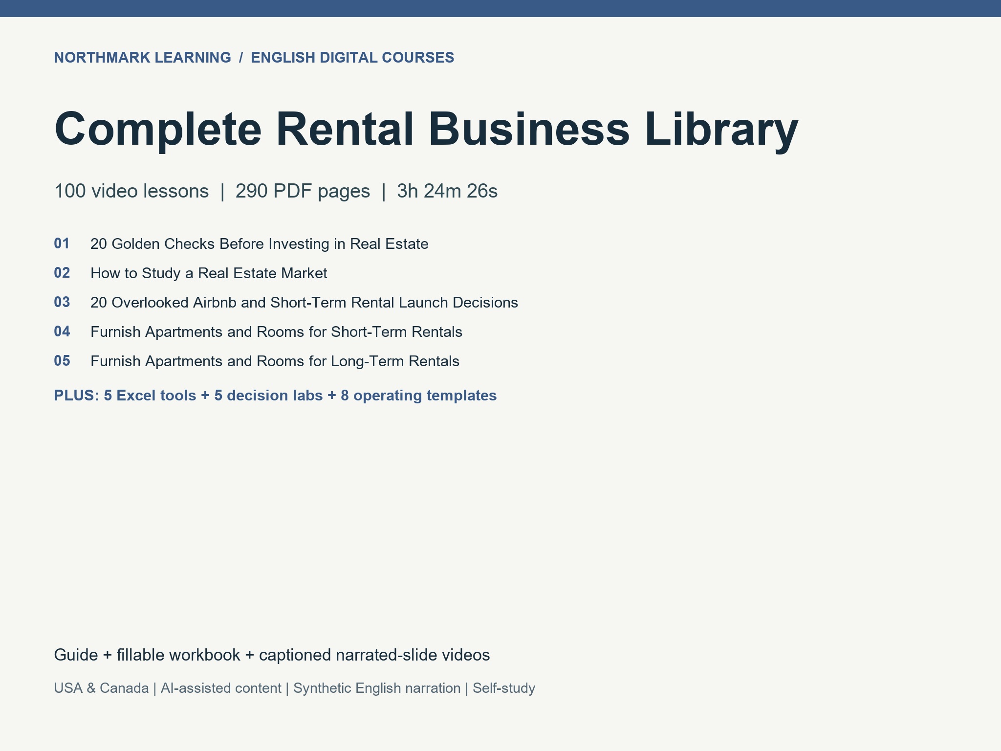 Complete Rental Business Library course package: contents and formats