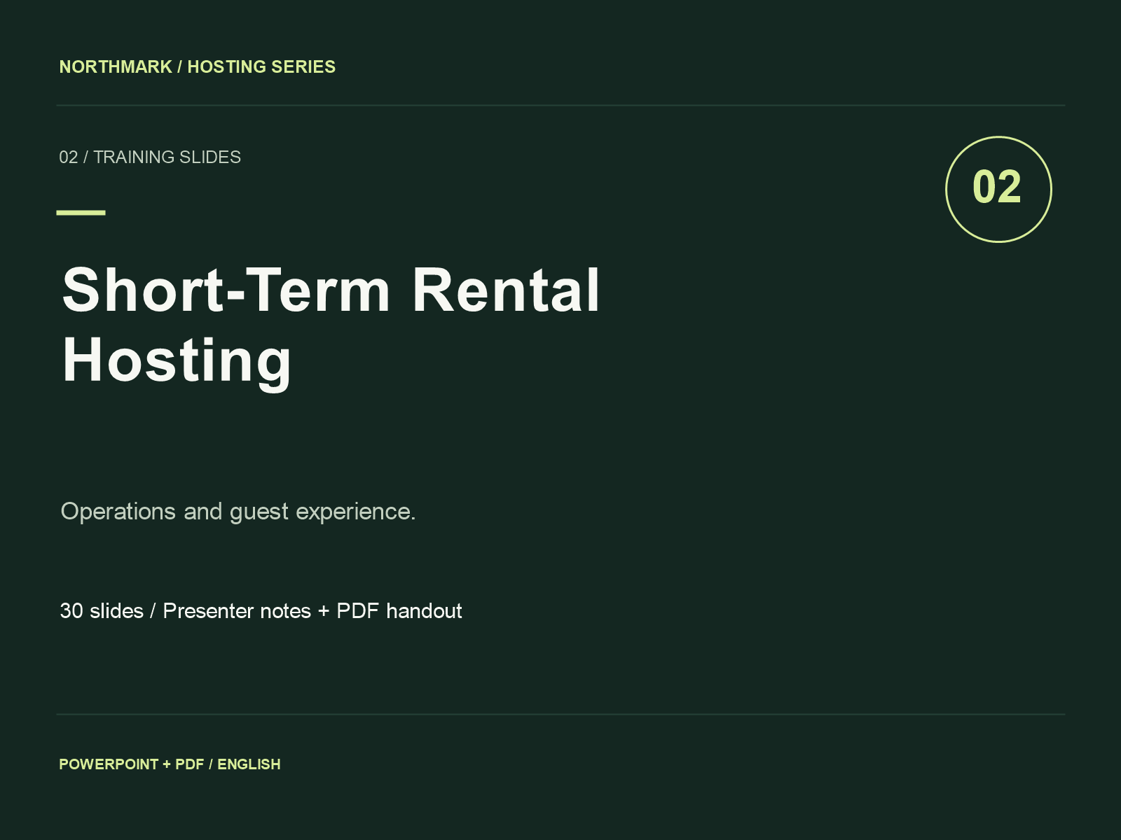 Short-Term Rental Hosting — Training Slides cover